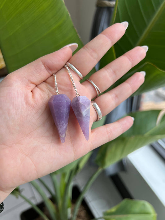 Lepidolite Crystal Pendulum