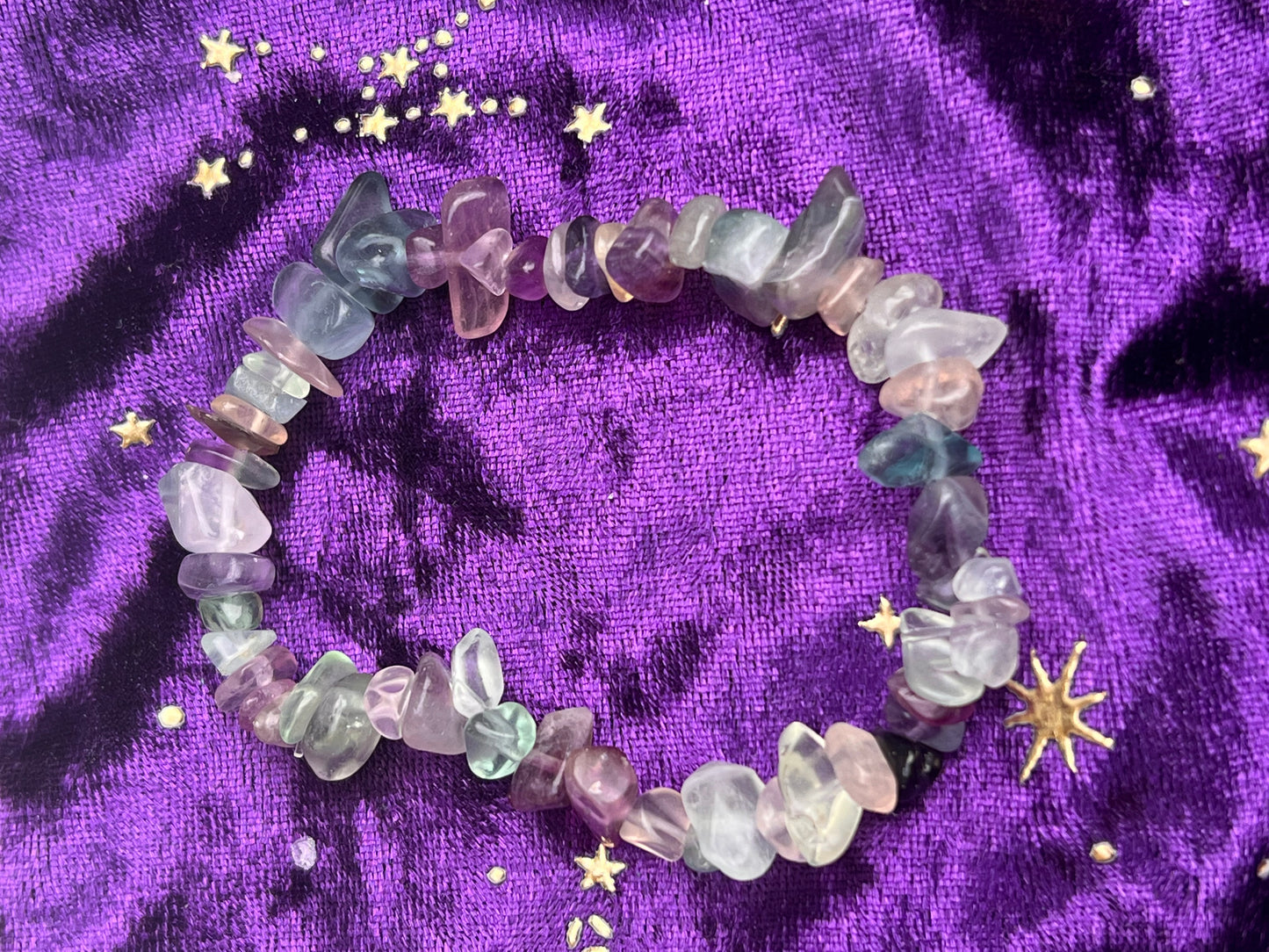 Rainbow Fluorite Crystal Chip Bracelet