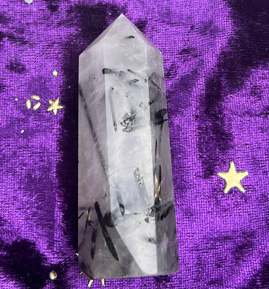 Black Tourmaline in Quartz Tower